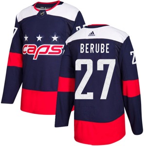 Authentic Adidas Youth Craig Berube Navy Blue 2018 Stadium Series Jersey - NHL Washington Capitals