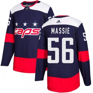 Authentic Adidas Youth Jake Massie Navy Blue 2018 Stadium Series Jersey - NHL Washington Capitals