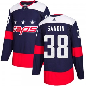 Authentic Adidas Youth Rasmus Sandin Navy Blue 2018 Stadium Series Jersey - NHL Washington Capitals