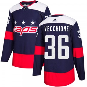 Authentic Adidas Youth Mike Vecchione Navy Blue 2018 Stadium Series Jersey - NHL Washington Capitals