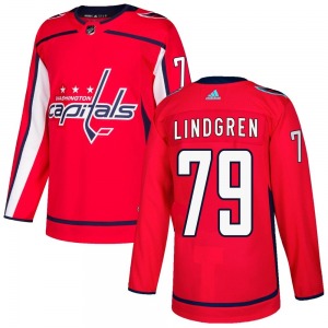 Authentic Adidas Youth Charlie Lindgren Red Home Jersey - NHL Washington Capitals