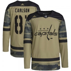 Authentic Adidas Youth Adam Carlson Camo Military Appreciation Practice Jersey - NHL Washington Capitals