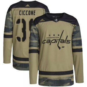 Authentic Adidas Youth Enrico Ciccone Camo Military Appreciation Practice Jersey - NHL Washington Capitals