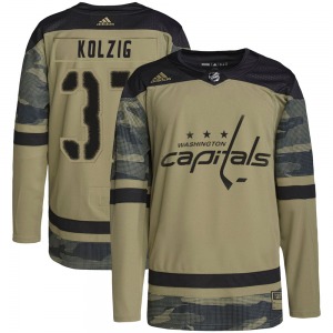 Authentic Adidas Youth Olaf Kolzig Camo Military Appreciation Practice Jersey - NHL Washington Capitals