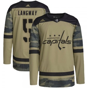 Authentic Adidas Youth Rod Langway Camo Military Appreciation Practice Jersey - NHL Washington Capitals