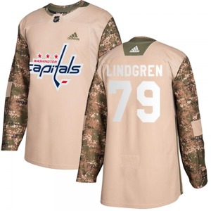 Authentic Adidas Youth Charlie Lindgren Camo Veterans Day Practice Jersey - NHL Washington Capitals