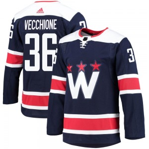 Authentic Adidas Youth Mike Vecchione Navy 2020/21 Alternate Primegreen Pro Jersey - NHL Washington Capitals