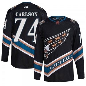 Authentic Adidas Youth John Carlson Black Reverse Retro 2.0 Jersey - NHL Washington Capitals