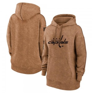 Women's Brown 2023 Salute to Service Pullover Hoodie - NHL Washington Capitals