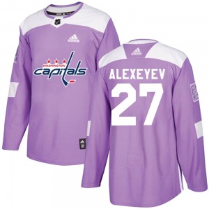 Authentic Adidas Youth Alexander Alexeyev Purple Fights Cancer Practice Jersey - NHL Washington Capitals