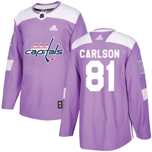 Authentic Adidas Youth Adam Carlson Purple Fights Cancer Practice Jersey - NHL Washington Capitals