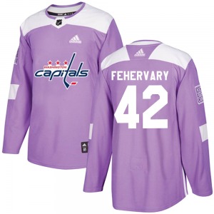 Authentic Adidas Youth Martin Fehervary Purple Fights Cancer Practice Jersey - NHL Washington Capitals