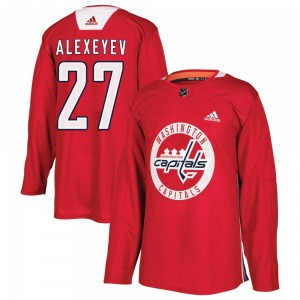 Authentic Adidas Youth Alexander Alexeyev Red Practice Jersey - NHL Washington Capitals
