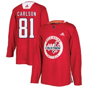 Authentic Adidas Youth Adam Carlson Red Practice Jersey - NHL Washington Capitals