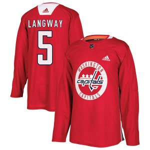 Authentic Adidas Youth Rod Langway Red Practice Jersey - NHL Washington Capitals