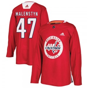 Authentic Adidas Youth Beck Malenstyn Red Practice Jersey - NHL Washington Capitals