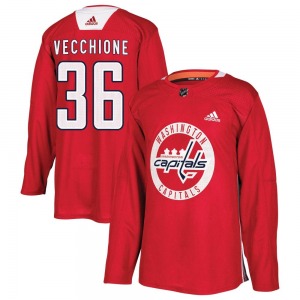 Authentic Adidas Youth Mike Vecchione Red Practice Jersey - NHL Washington Capitals