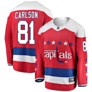 Breakaway Fanatics Branded Youth Adam Carlson Red Alternate Jersey - NHL Washington Capitals
