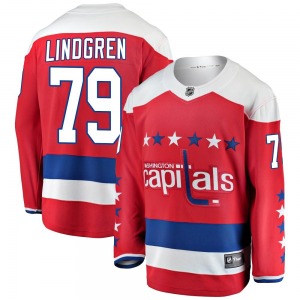 Breakaway Fanatics Branded Youth Charlie Lindgren Red Alternate Jersey - NHL Washington Capitals