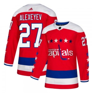 Authentic Adidas Youth Alexander Alexeyev Red Alternate Jersey - NHL Washington Capitals