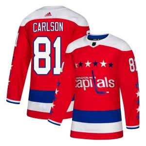 Authentic Adidas Youth Adam Carlson Red Alternate Jersey - NHL Washington Capitals