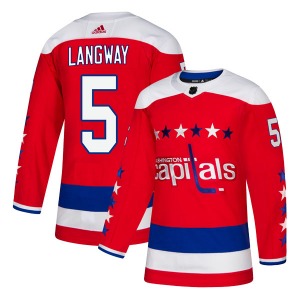 Authentic Adidas Youth Rod Langway Red Alternate Jersey - NHL Washington Capitals