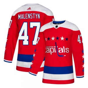 Authentic Adidas Youth Beck Malenstyn Red Alternate Jersey - NHL Washington Capitals