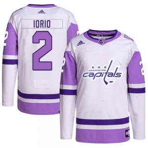 Authentic Adidas Youth Vincent Iorio White/Purple Hockey Fights Cancer Primegreen Jersey - NHL Washington Capitals