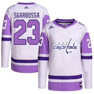 Authentic Adidas Youth Michael Sgarbossa White/Purple Hockey Fights Cancer Primegreen Jersey - NHL Washington Capitals