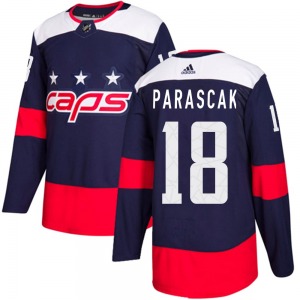 Authentic Adidas Youth Terik Parascak Navy Blue 2018 Stadium Series Jersey - NHL Washington Capitals