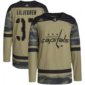 Authentic Adidas Youth Timothy Liljegren Camo Military Appreciation Practice Jersey - NHL Washington Capitals