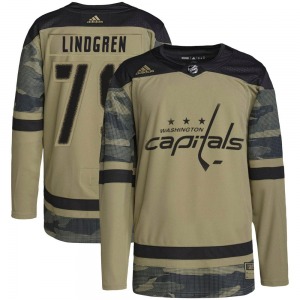 Authentic Adidas Youth Charlie Lindgren Camo Military Appreciation Practice Jersey - NHL Washington Capitals