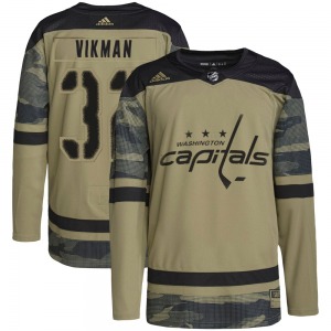 Authentic Adidas Youth Jesper Vikman Camo Military Appreciation Practice Jersey - NHL Washington Capitals