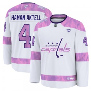 Premium Fanatics Youth Hardy Haman Aktell White 2024 Hockey Fights Cancer Practice Jersey - NHL Washington Capitals
