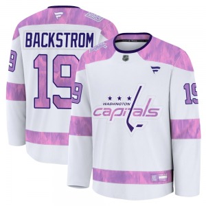 Premium Fanatics Youth Nicklas Backstrom White 2024 Hockey Fights Cancer Practice Jersey - NHL Washington Capitals
