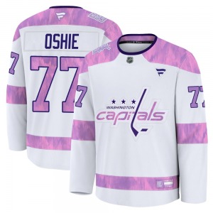 Premium Fanatics Youth T.J. Oshie White 2024 Hockey Fights Cancer Practice Jersey - NHL Washington Capitals