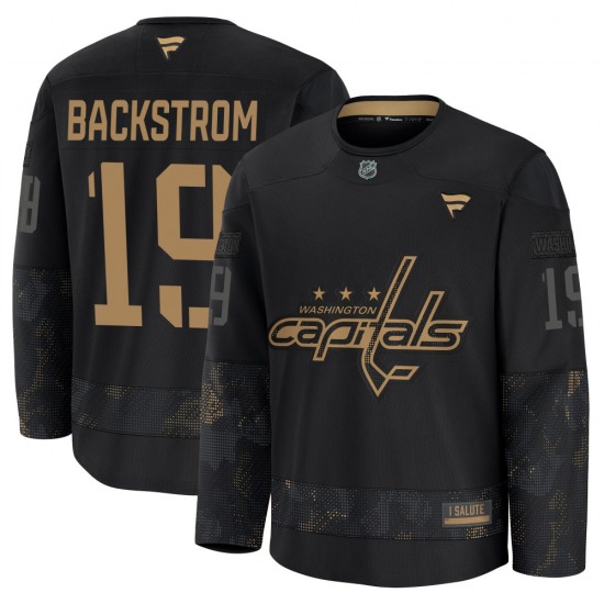 Premium Fanatics Youth Nicklas Backstrom Black 2024 Military Appreciation Practice Jersey - NHL Washington Capitals