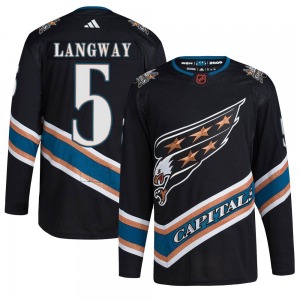 Authentic Adidas Youth Rod Langway Black Reverse Retro 2.0 Jersey - NHL Washington Capitals