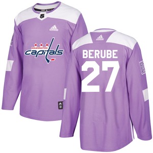 Authentic Adidas Youth Craig Berube Purple Fights Cancer Practice Jersey - NHL Washington Capitals