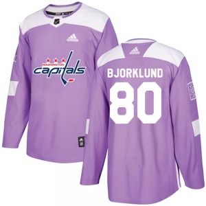 Authentic Adidas Youth Garin Bjorklund Purple Fights Cancer Practice Jersey - NHL Washington Capitals