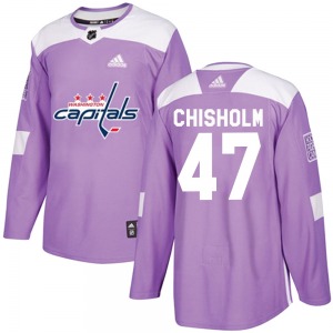 Authentic Adidas Youth Declan Chisholm Purple Fights Cancer Practice Jersey - NHL Washington Capitals