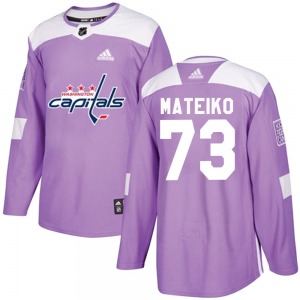 Authentic Adidas Youth Eriks Mateiko Purple Fights Cancer Practice Jersey - NHL Washington Capitals
