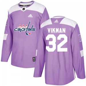 Authentic Adidas Youth Jesper Vikman Purple Fights Cancer Practice Jersey - NHL Washington Capitals