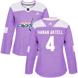 Authentic Adidas Women's Hardy Haman Aktell Purple Fights Cancer Practice Jersey - NHL Washington Capitals