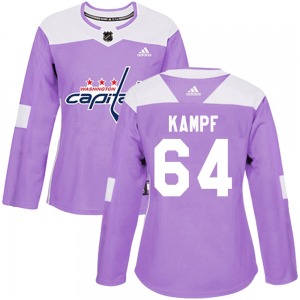 Authentic Adidas Women's David Kampf Purple Fights Cancer Practice Jersey - NHL Washington Capitals