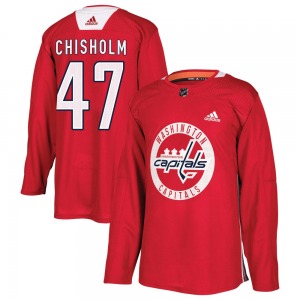 Authentic Adidas Youth Declan Chisholm Red Practice Jersey - NHL Washington Capitals