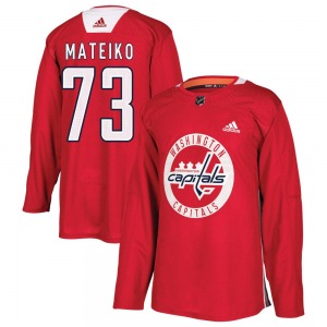 Authentic Adidas Youth Eriks Mateiko Red Practice Jersey - NHL Washington Capitals
