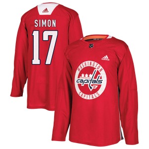 Authentic Adidas Adult Chris Simon Red Practice Jersey - NHL Washington Capitals