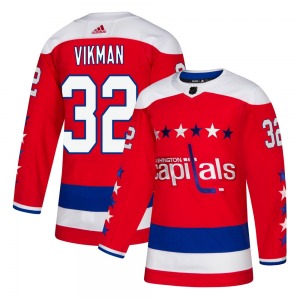 Authentic Adidas Youth Jesper Vikman Red Alternate Jersey - NHL Washington Capitals